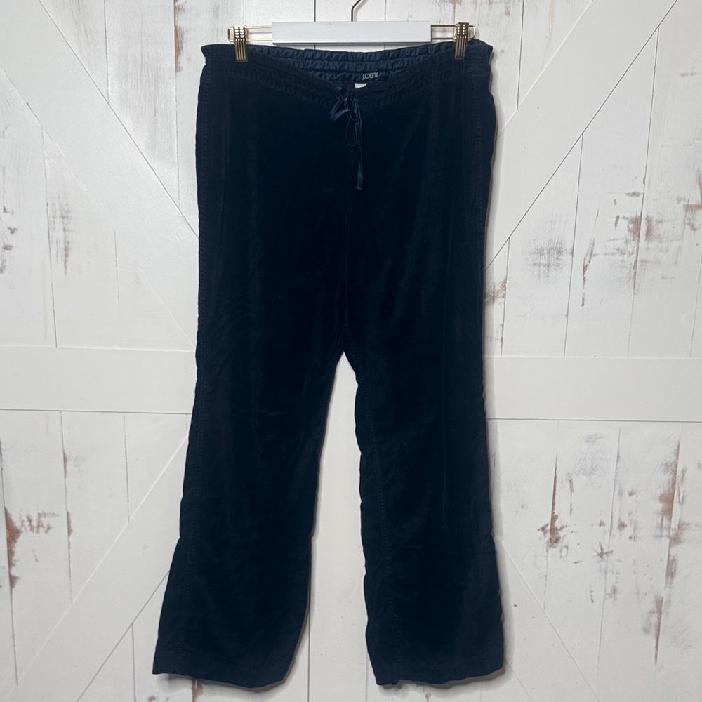 J Crew Navy Velvet Wide Leg Pants - Picture 2 of 8
